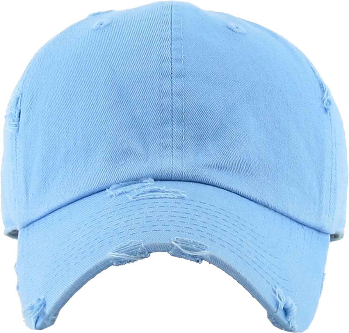 Sky Blue Distressed Vintage Baseball Cap Front View